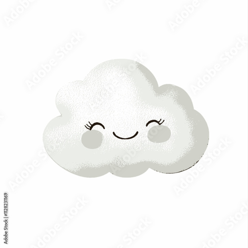 Smiling Cloud:  A cheerful cloud with a friendly smile and big eyes.  A whimsical and charming illustration. Perfect for children's decor,  nursery art, or any project needing a touch of whimsy.  