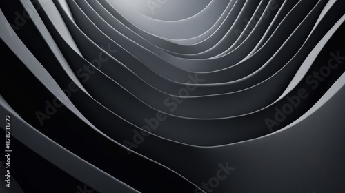 Wallpaper Mural Abstract grayscale image of curving layered forms Torontodigital.ca