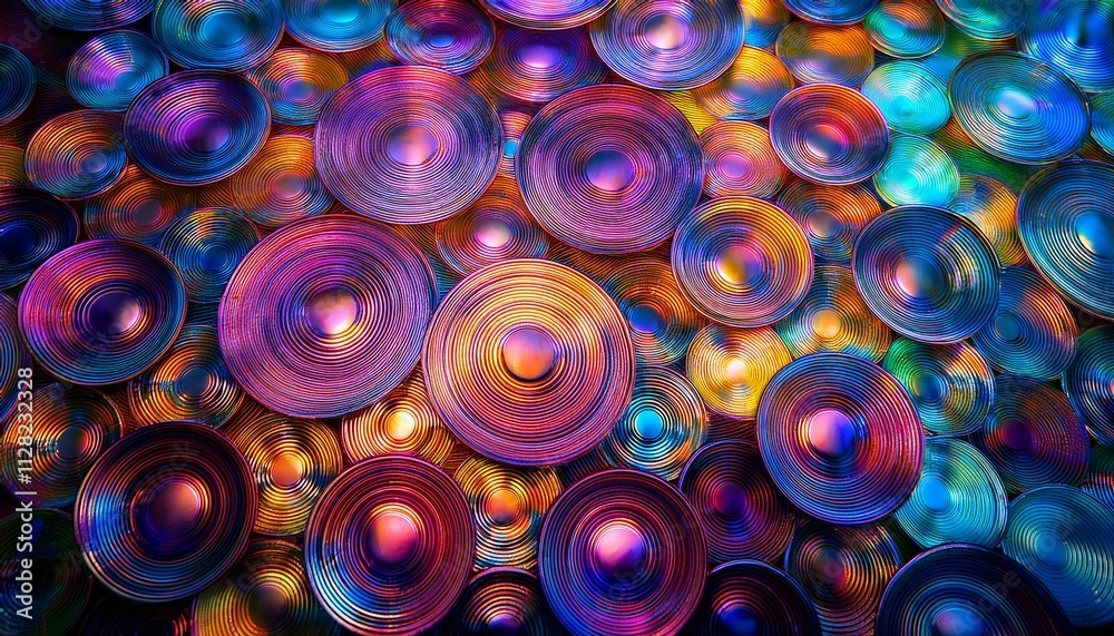 An iridescent pattern of round objects An iridescent pattern of round objects