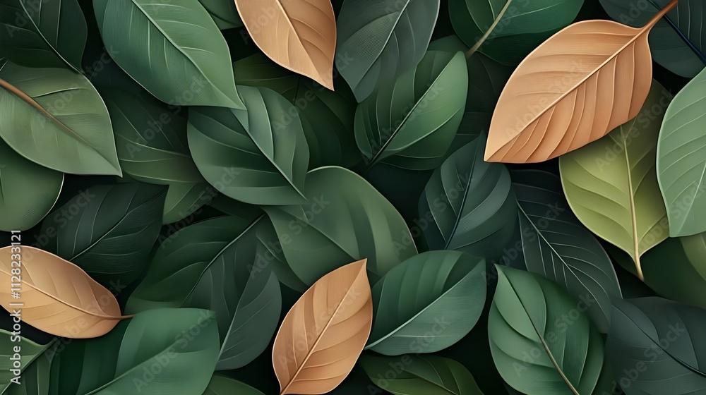 custom made wallpaper toronto digitallush green & beige leaf background - earthy tones