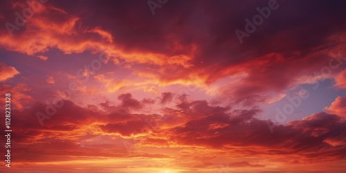 Deep Pink and orange Fantasy vibrant panoramic sunset sky