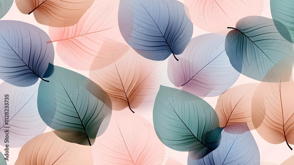 Naklejka premium pastel leaf overlay, abstract nature background - pastel colors