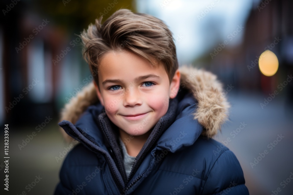 Portrait of a cute little boy in a winter jacket outdoors. Portrait of a cute little boy in a winter jacket outdoors.