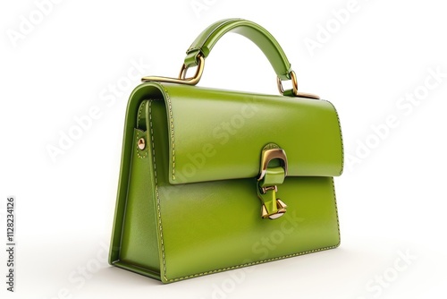 Green fashion purse handbag on white background isolated