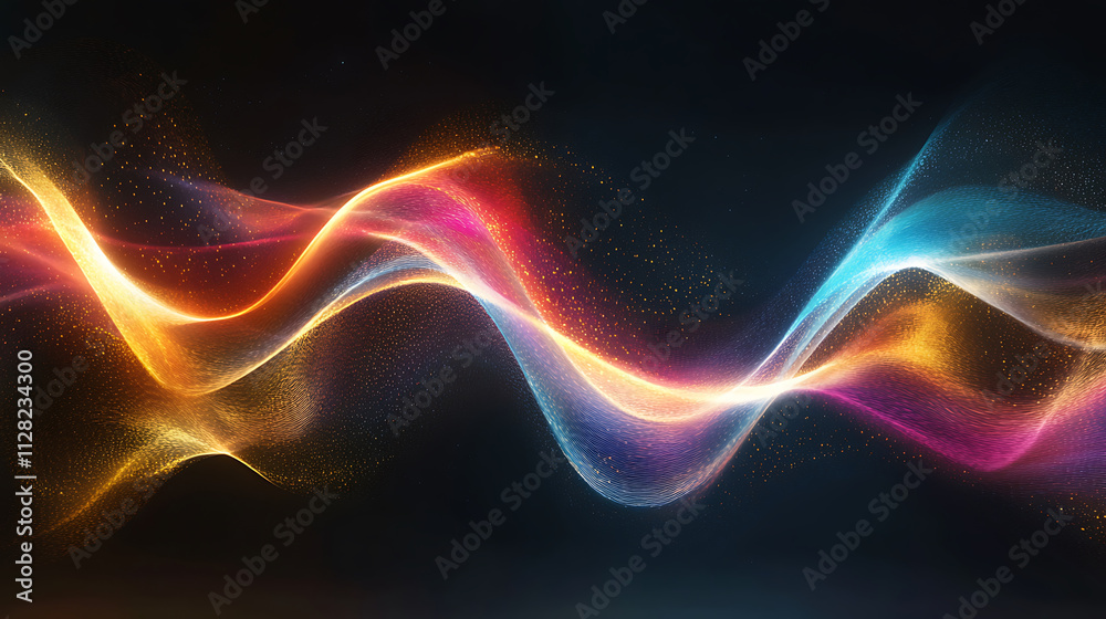 Obraz premium dynamic flow of glowing liquid like waves in vibrant colors