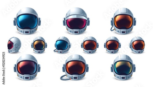 Free Download astronaut helmet set. icon set helm. Head robot. This diverse set of helmets highlights the futuristic and adventurous spirit of astronautics. - GFXLoad