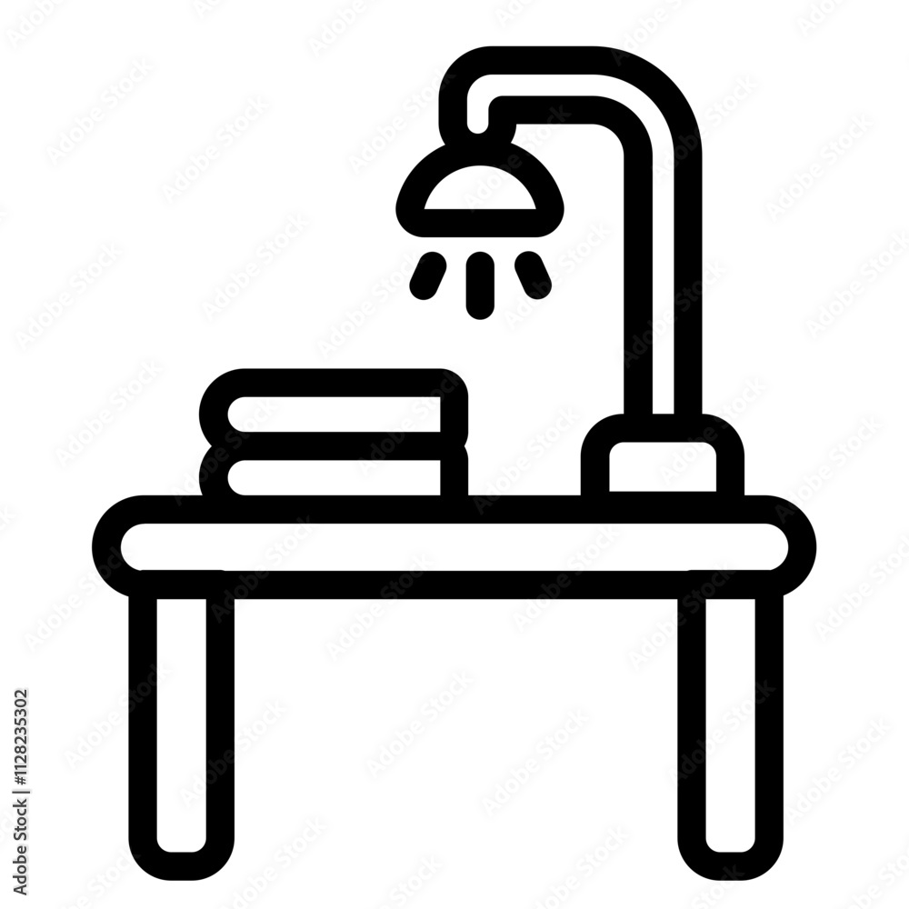 Study desk Line Icon Study desk Line Icon