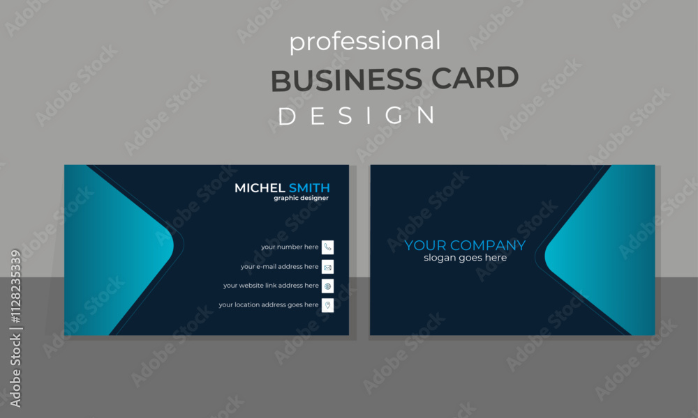 Blue business card clean design vector template Blue business card clean design vector template