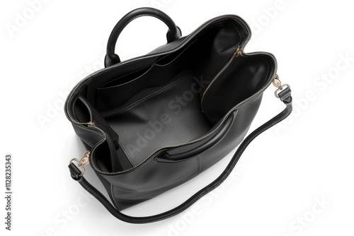 Luxury black leather bag with zipper for women  top view
