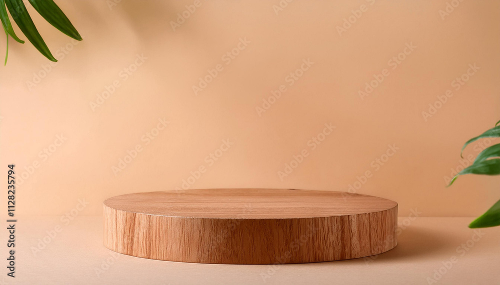 Blank wooden podium for product display on paper background Blank wooden podium for product display on paper background