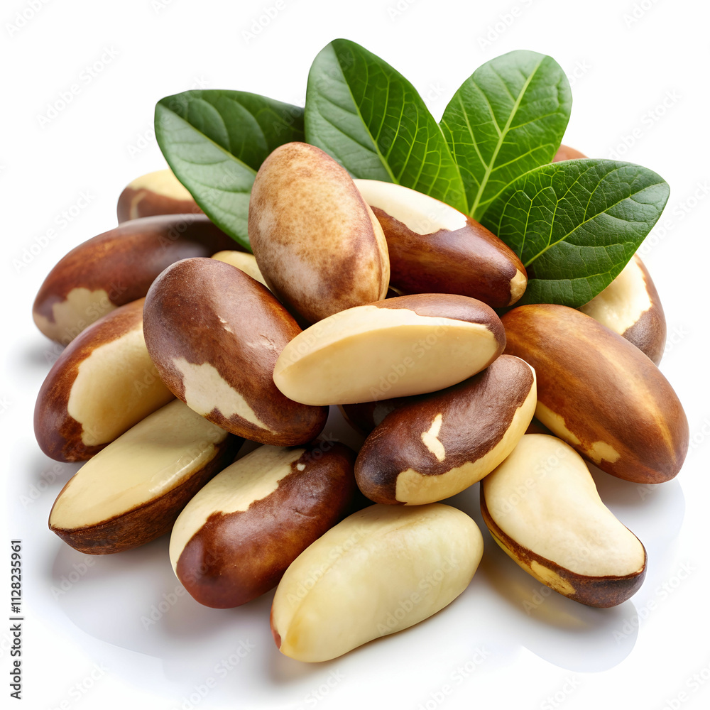 brazil nuts with leaves Isolated on Transparent Background brazil nuts with leaves Isolated on Transparent Background