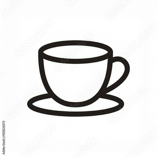 tea cup coffee cup black outline icon Generated image