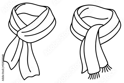 scarf outline coloring book page line art vector illustration 