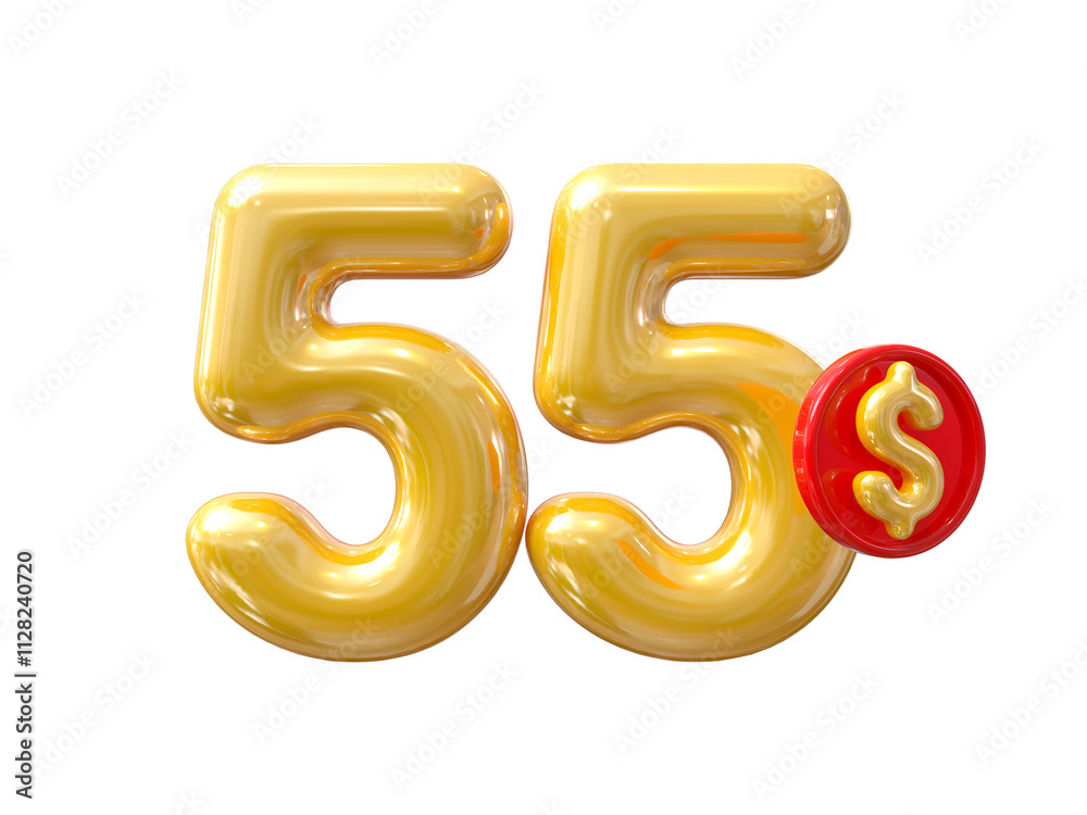 Gold Balloon Dollar Number 55 Gold Balloon Dollar Number 55