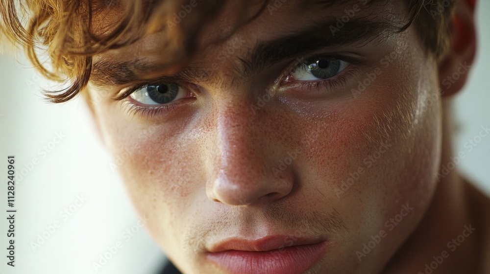 Obraz premium Close Up Portrait Of A Young Man With Freckles