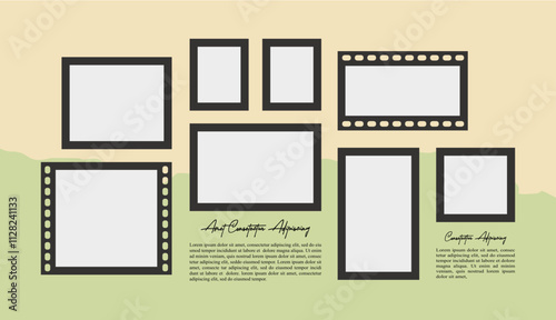 Pictures or photos frame collage comics page grid layout abstract photo frames and digital photo wall template