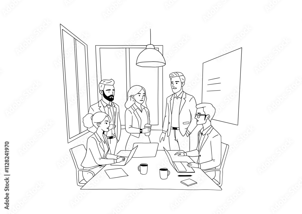 Modern Office Meeting with Professionals. Team Collaboration for Strategic Planning. Business Meeting. Modern Office Meeting with Professionals. Team Collaboration for Strategic Planning. Business Meeting.