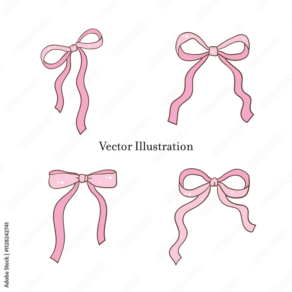 Whimsical Hand-Drawn Ribbon Bow. Vector Illustration Whimsical Hand-Drawn Ribbon Bow. Vector Illustration