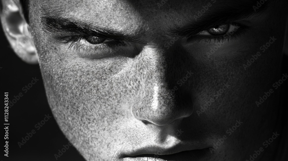 Obraz premium A Close Up Black And White Portrait Of A Mans Face