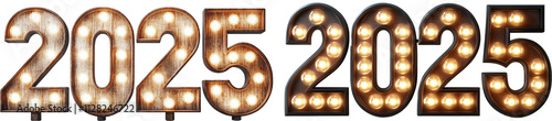 2025 numbers with glowing light bulbs