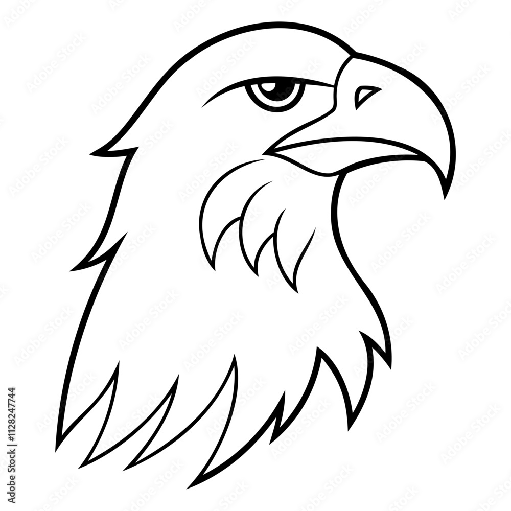 Fototapeta premium Eagle falcon Head Outline vector art black color vector line art isolated on a transparent background