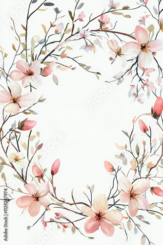 Elegant Easter Card Template with Spring Floral Wreath in Pastel Tones