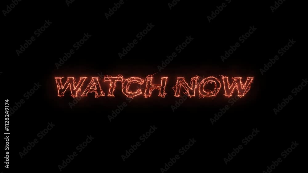 watch now Neon orange  color text Effect with black background
