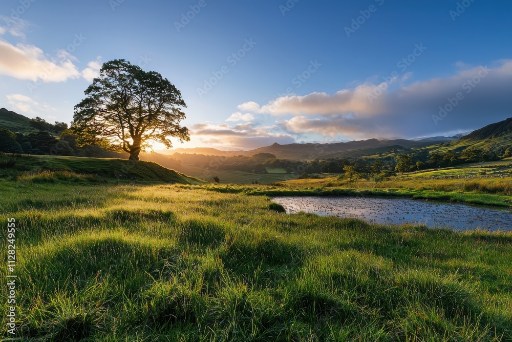 Sunrise dew drops on meadow grass ground level view nature photography peaceful environment tranquil concept Sunrise dew drops on meadow grass ground level view nature photography peaceful environment tranquil concept