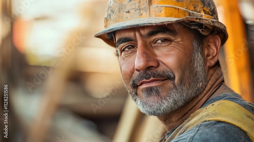 A personal portrait of a construction worker highlights their dedication and skill, exemplifying hard work and determination