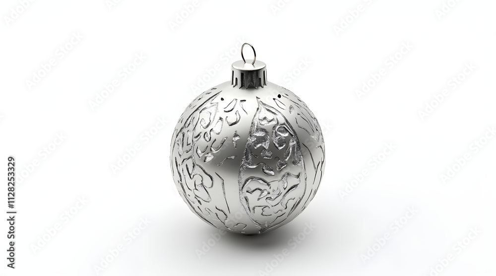 Ornate Silver Christmas Ornament Featuring Intricate Patterns
