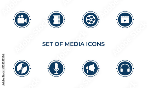 Set of Media Icons Vector, Multimedia Icon Set.
