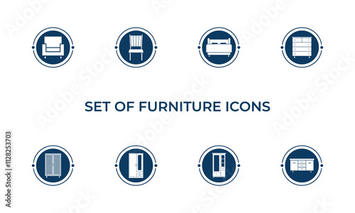 Set of Furniture Icons Vector, Furniture and Home Interior Icon Set.