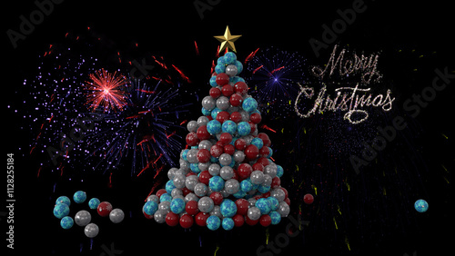Merry Christmas Tree fireworks Celebration New Year