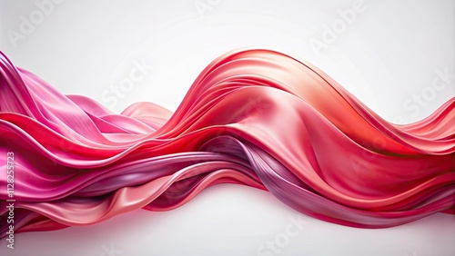 Flowing pink and red fabric waves on white background, fabric, waves, pink, red, flowing, motion, abstract, elegant