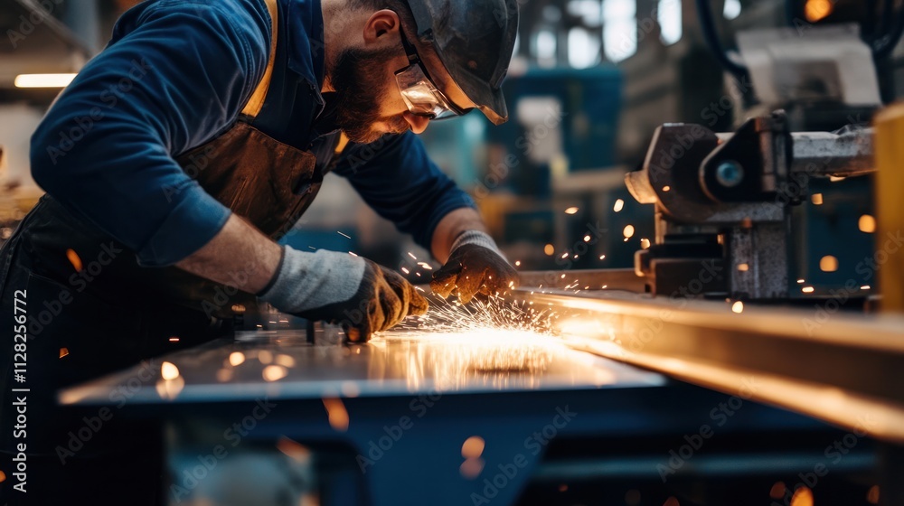 An aluminum roofing expert uses modern tools to assemble a lightweight and weather-resistant roof for a commercial project