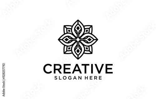 luxury medical flower logo de...