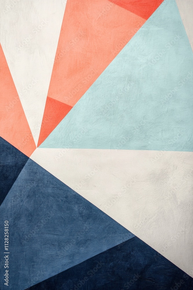 Fototapeta premium Abstract Geometric Background with Colorful Triangles in Coral, Blue, and Mint Green - Modern Design for Websites, Marketing, and Creative Projects