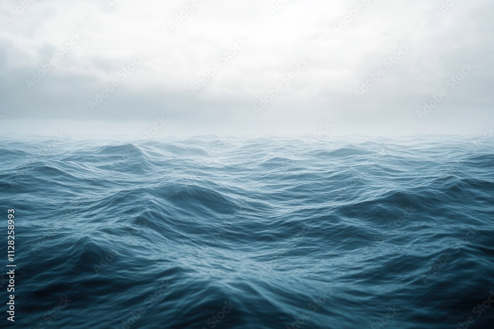 Fototapeta premium Calm ocean waves under a cloudy sky.