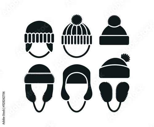 Warm Winter Hat Silhouette Vector Template