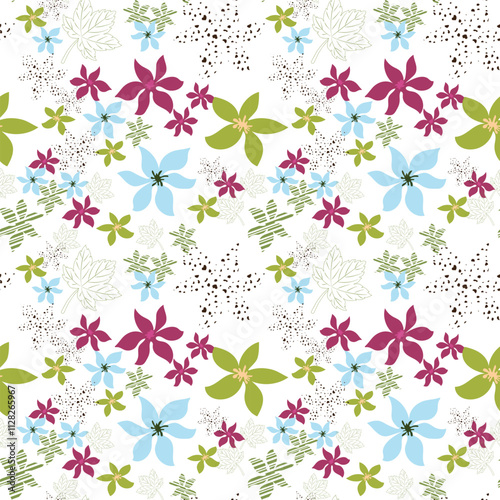 Floral background with tropical hawaiian flowers, leaves and natural vector seamless pattern for stylish fabric design.