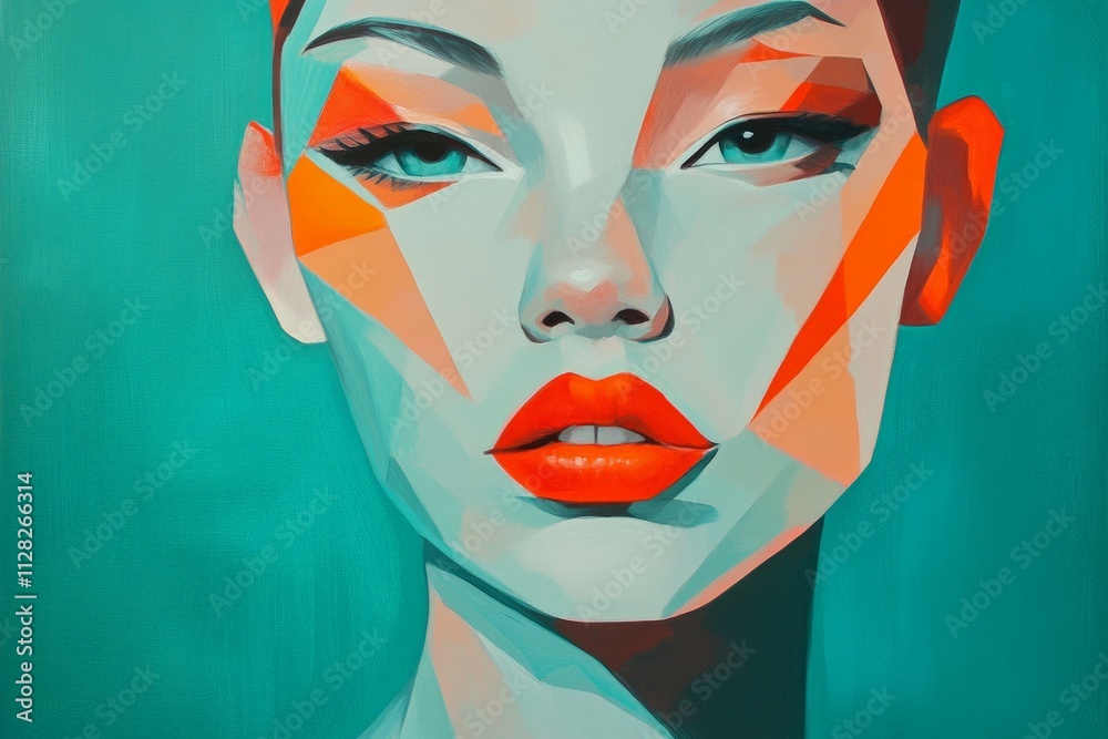 Modern Art Portrait of a Woman with Geometric Shapes and Vibrant Colors - Abstract Female Face Artwork for Home Decor and Creative Inspiration Modern Art Portrait of a Woman with Geometric Shapes and Vibrant Colors - Abstract Female Face Artwork for Home Decor and Creative Inspiration