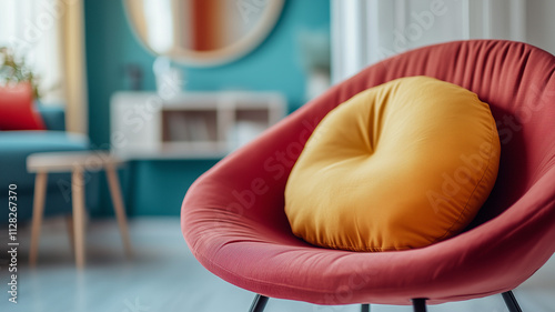 A close-up of a whoopee cushion placed sneakily on a chair in a bright living room. Ai generated photo