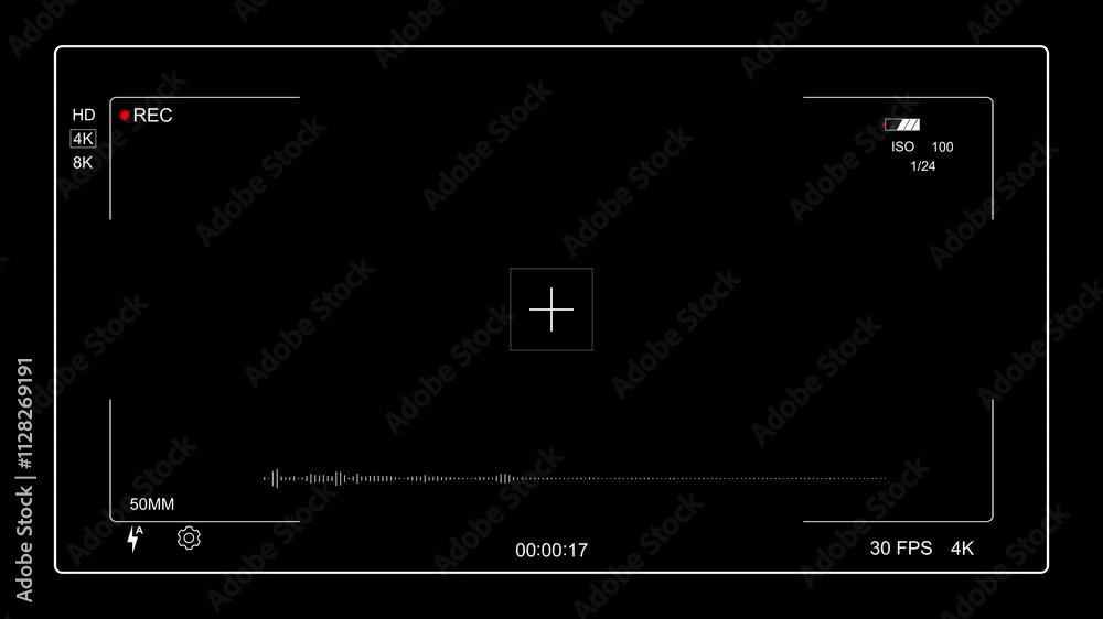 Camera Recording Screen Overlay Surveillance CCTV monitoring screen Alpha Channel. Rec Camera Viewfinder Timer Focus Exposure Settings - Camcorder Video Camera Interface Display CCTV User interface