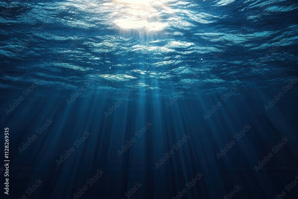 Serene underwater scene with light rays and waves. Serene underwater scene with light rays and waves.