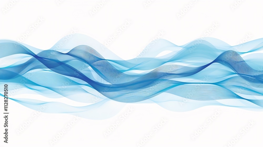 Abstract Blue Wave Design: Serene Flowing Lines on White Background Abstract Blue Wave Design: Serene Flowing Lines on White Background