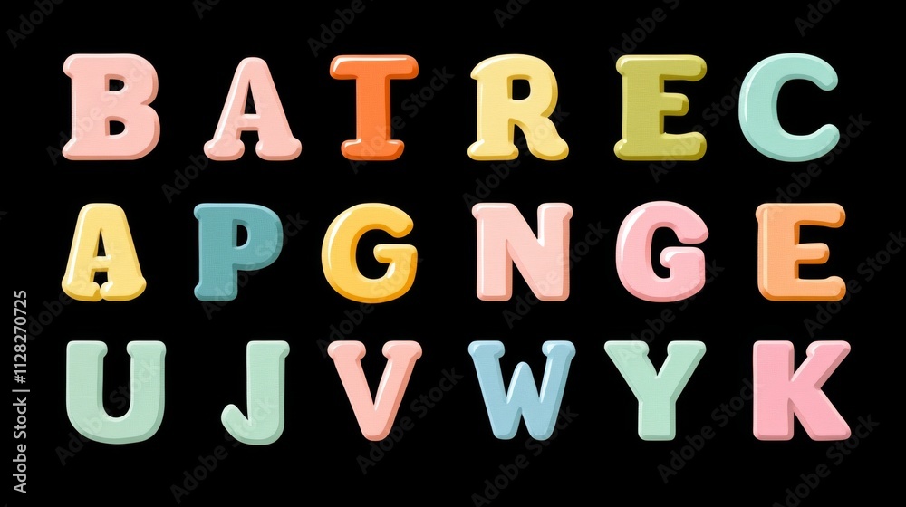 Colorful alphabet letters on a black background Colorful alphabet letters on a black background