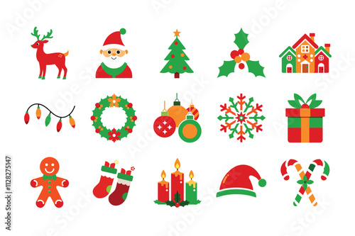 Christmas Icon Silhouette Vector Illustration Bundle | Festive Holiday Icons