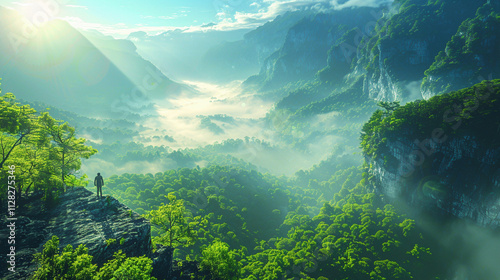Solitary Wanderer Embracing Nature's Majesty