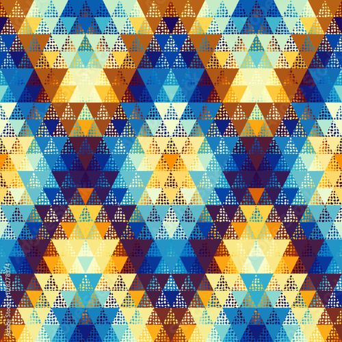 Eyecatching geometric triangle pattern in vibrant, rich colors for exciting visual appeal