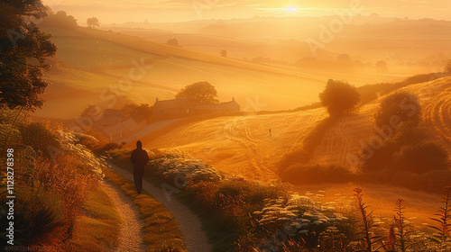 Solitary Stroll Through Idyllic Countryside